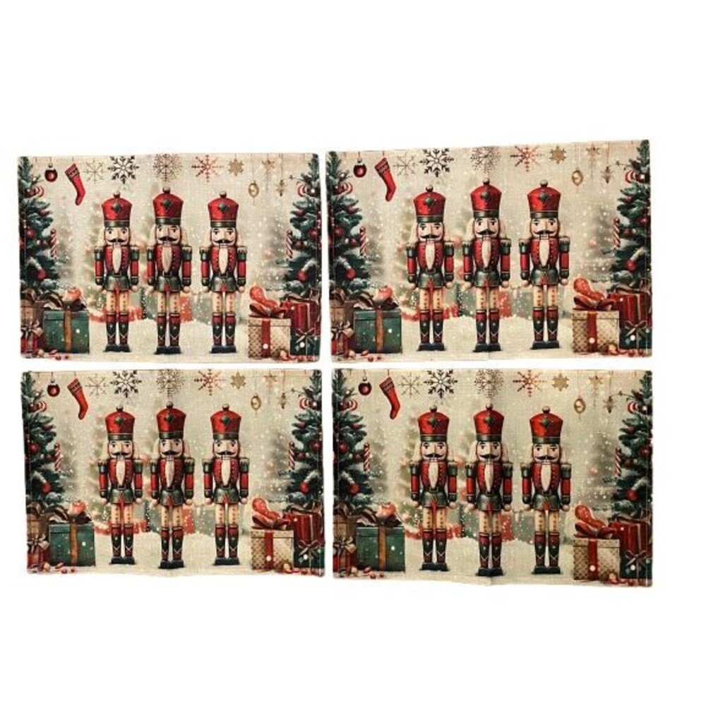 Christmas Placemat Set 4 Piece 12x18in Woven Polyester Nutcracker
